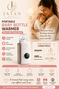 JATAN BABY Portable Baby Bottle Warmer – USB Rechargeable, Smart Temperature Control, 6 Heat Levels